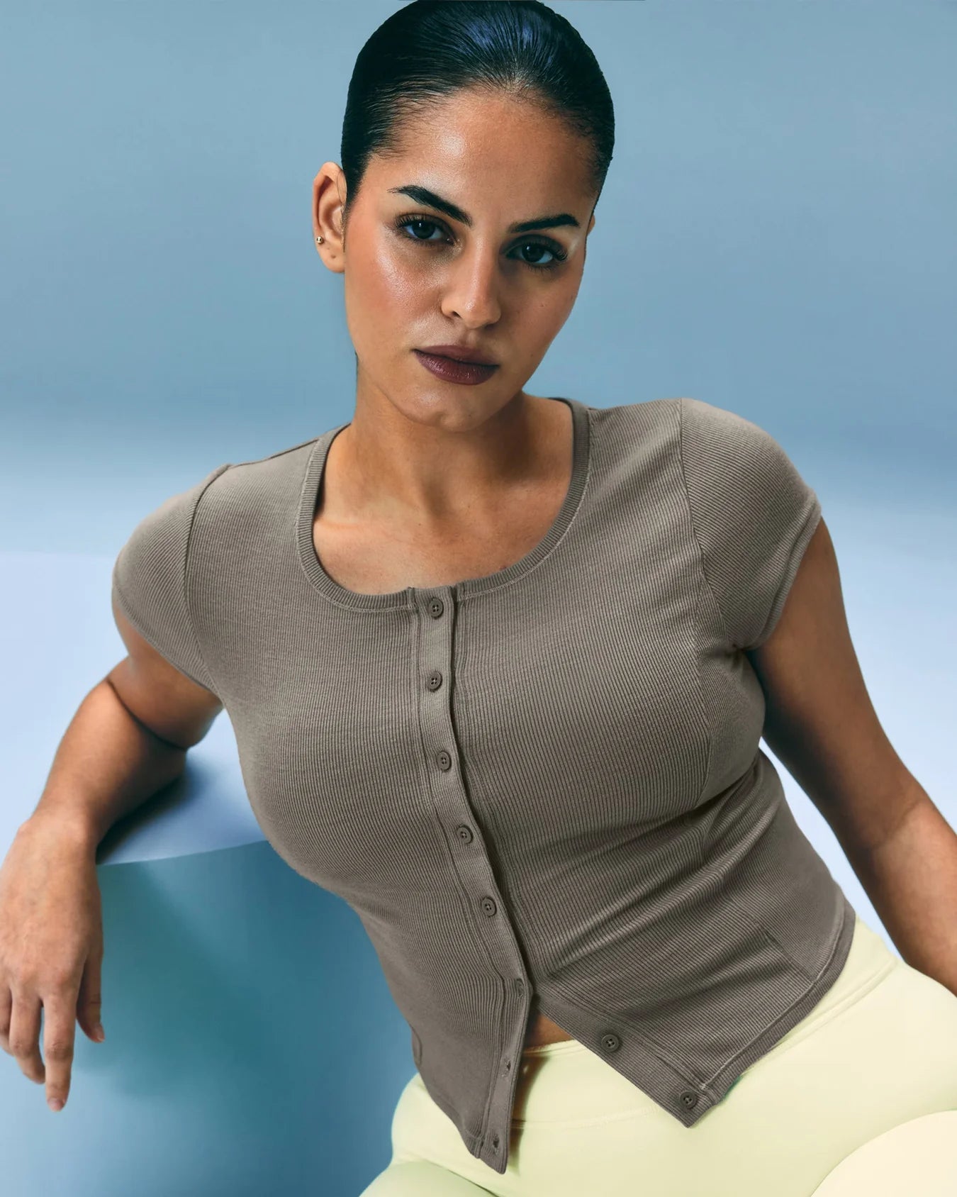 ONER ACTIVE MELLOW™ RIB MID SHORT SLEEVE CARDIGAN
