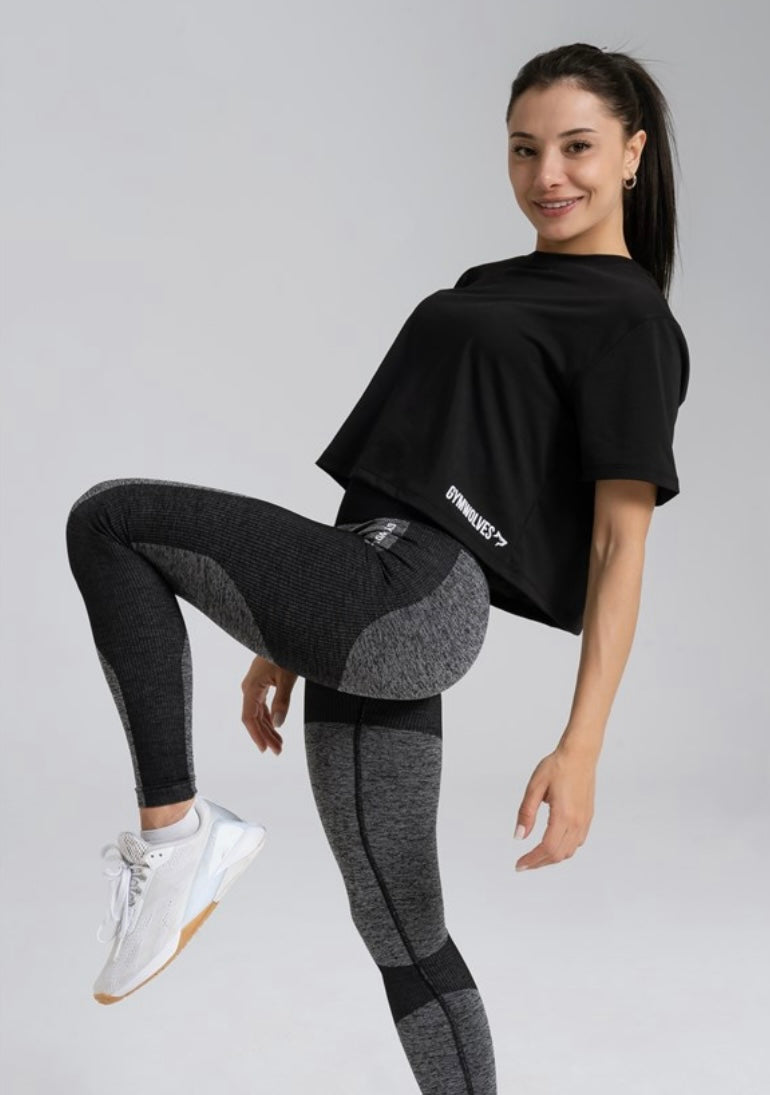 Gymwolves Relax Women Crop Tops Black | Cotton Series