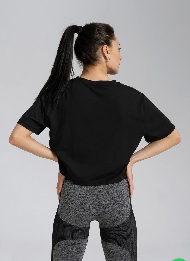 Gymwolves Relax Women Crop Tops Black | Cotton Series