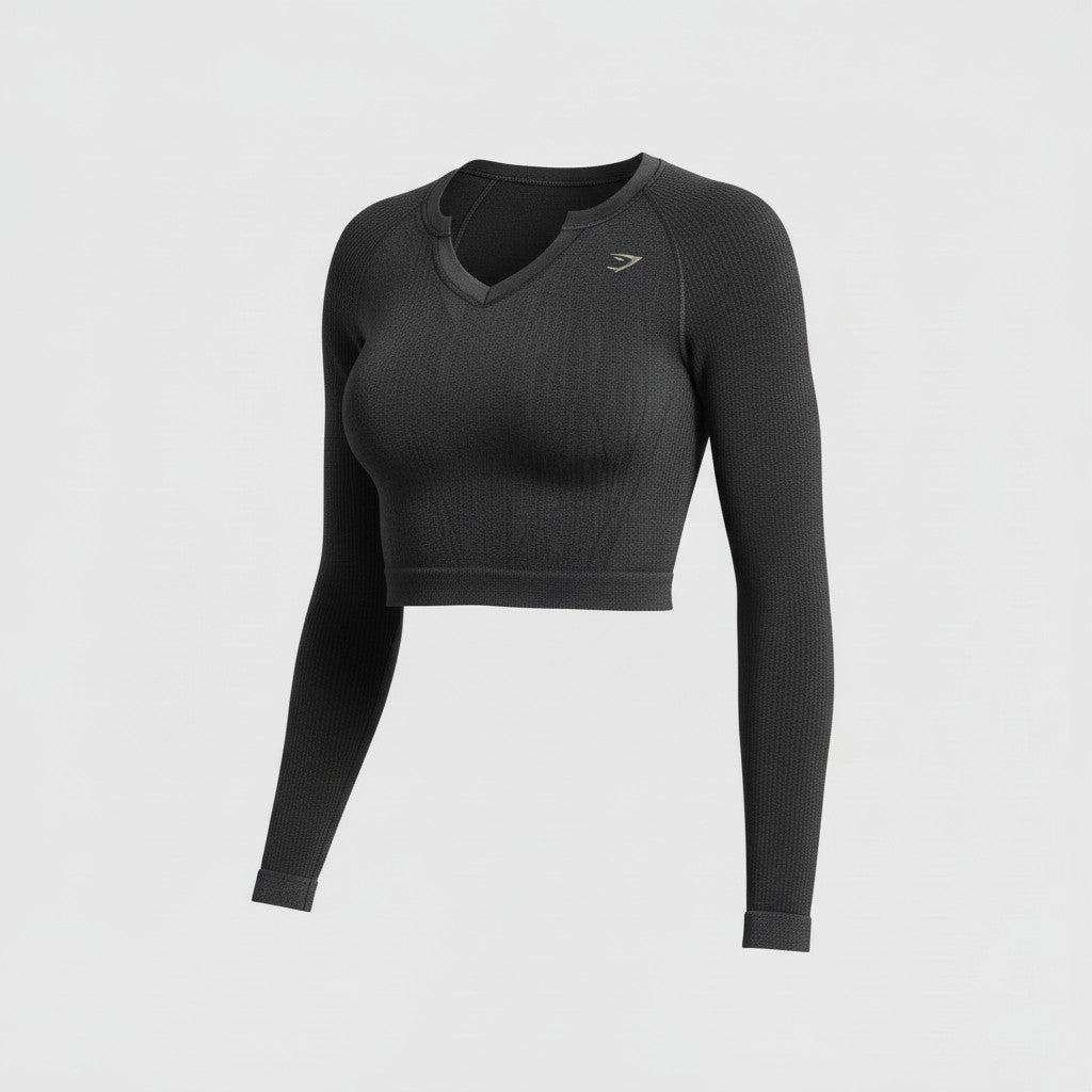 GYMSHARK ADAPT CAMO LONG SLEEVE CROP TOP