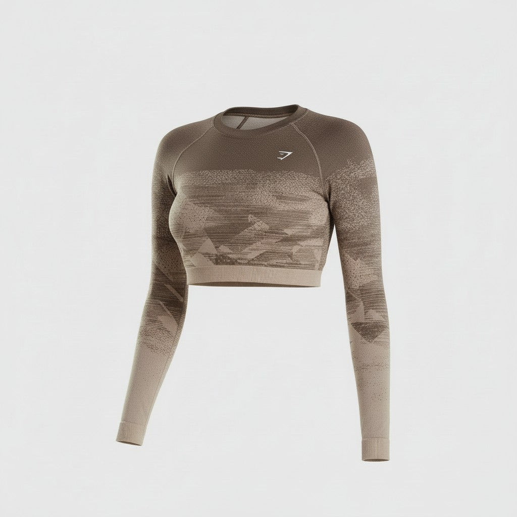 GYMSHARK ADAPT OMBRE SEAMLESS LONG SLEEVE CROP TOP