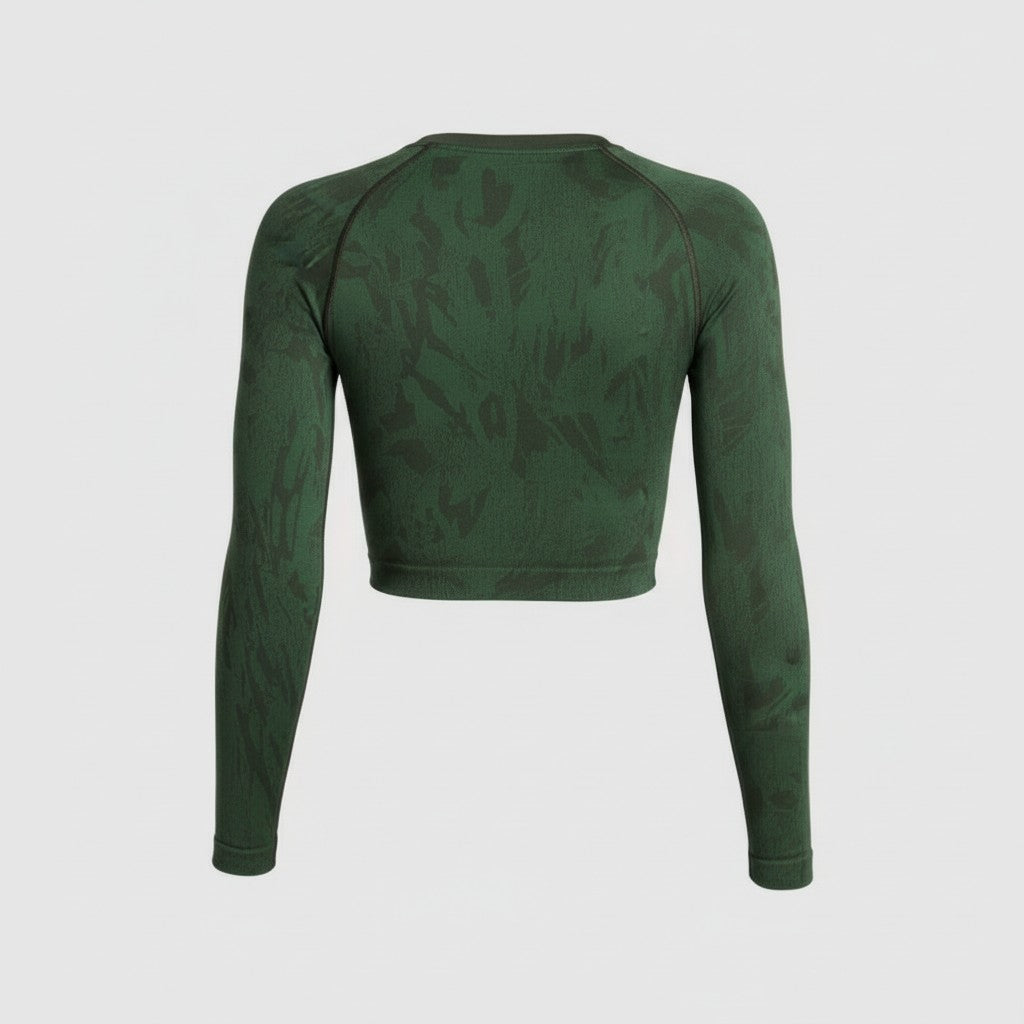 GYMSHARK ADAPT CAMO LONG SLEEVE CROP TOP