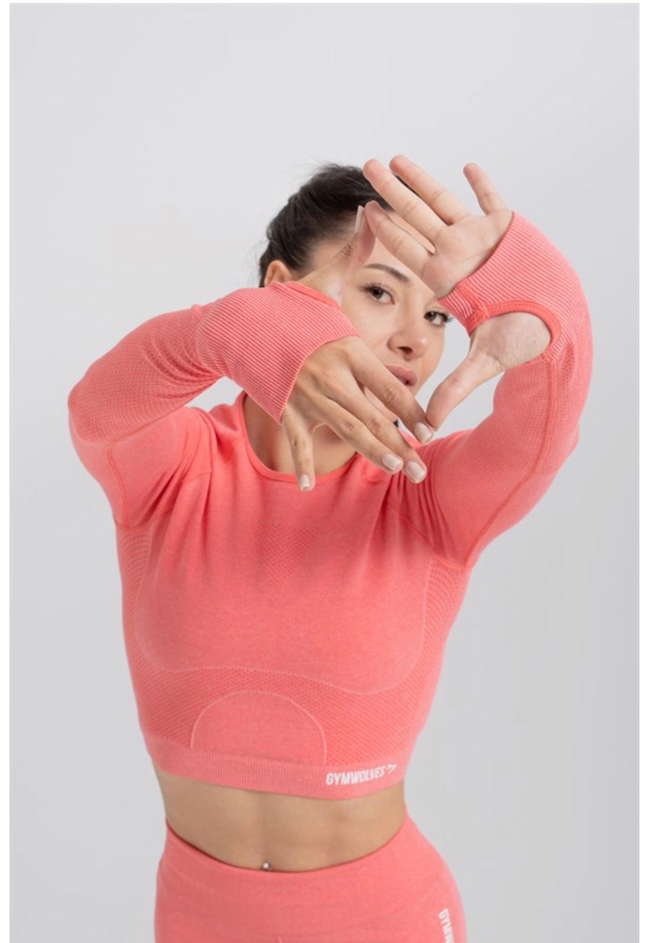 Gymwolves Women Long Sleeve Seamles Sport Tshirt | Crop Tops | Orange | Energy Series