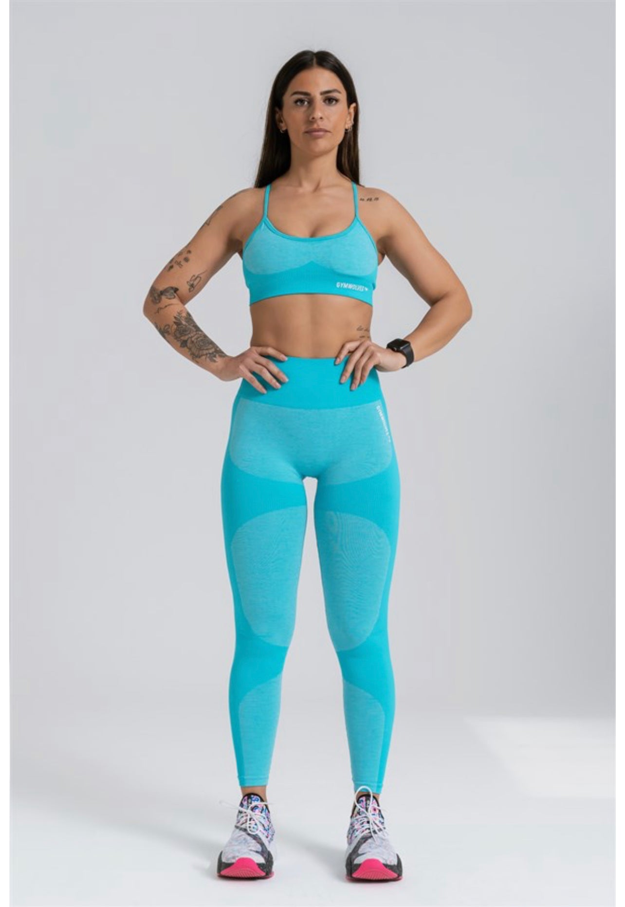 Gymwolves Women Seamless Sport Leggings | Turquoise | Strong Series |