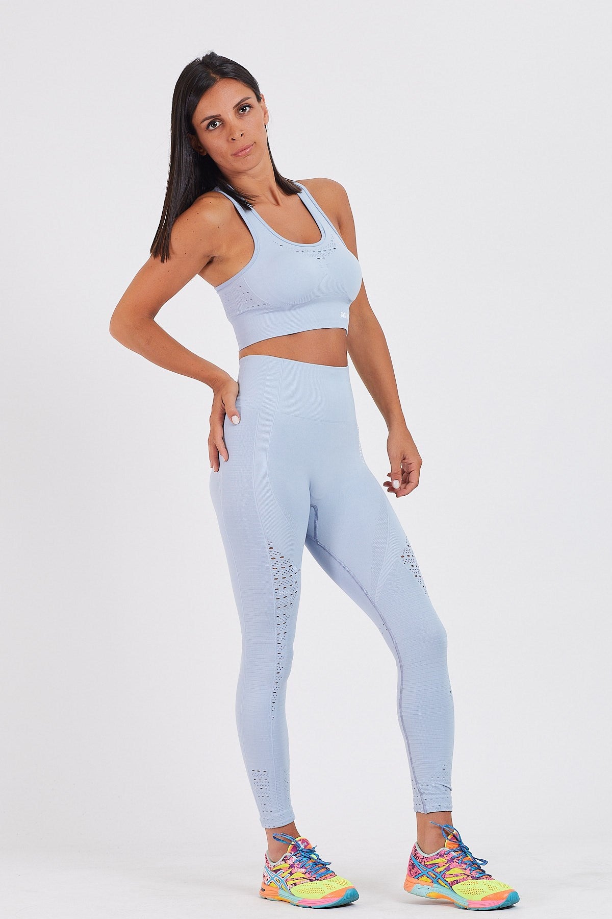 Gymwolves Women Seamles Sport Leggings | Light Blue | Motive Series |