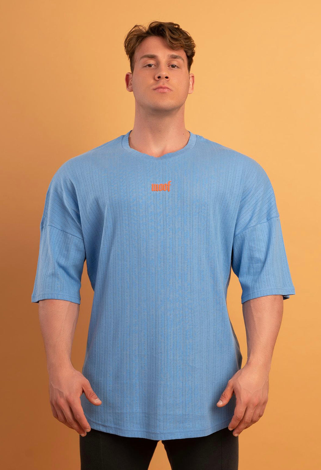3D Woofgym Print Oversized T-Shirt Blue Men