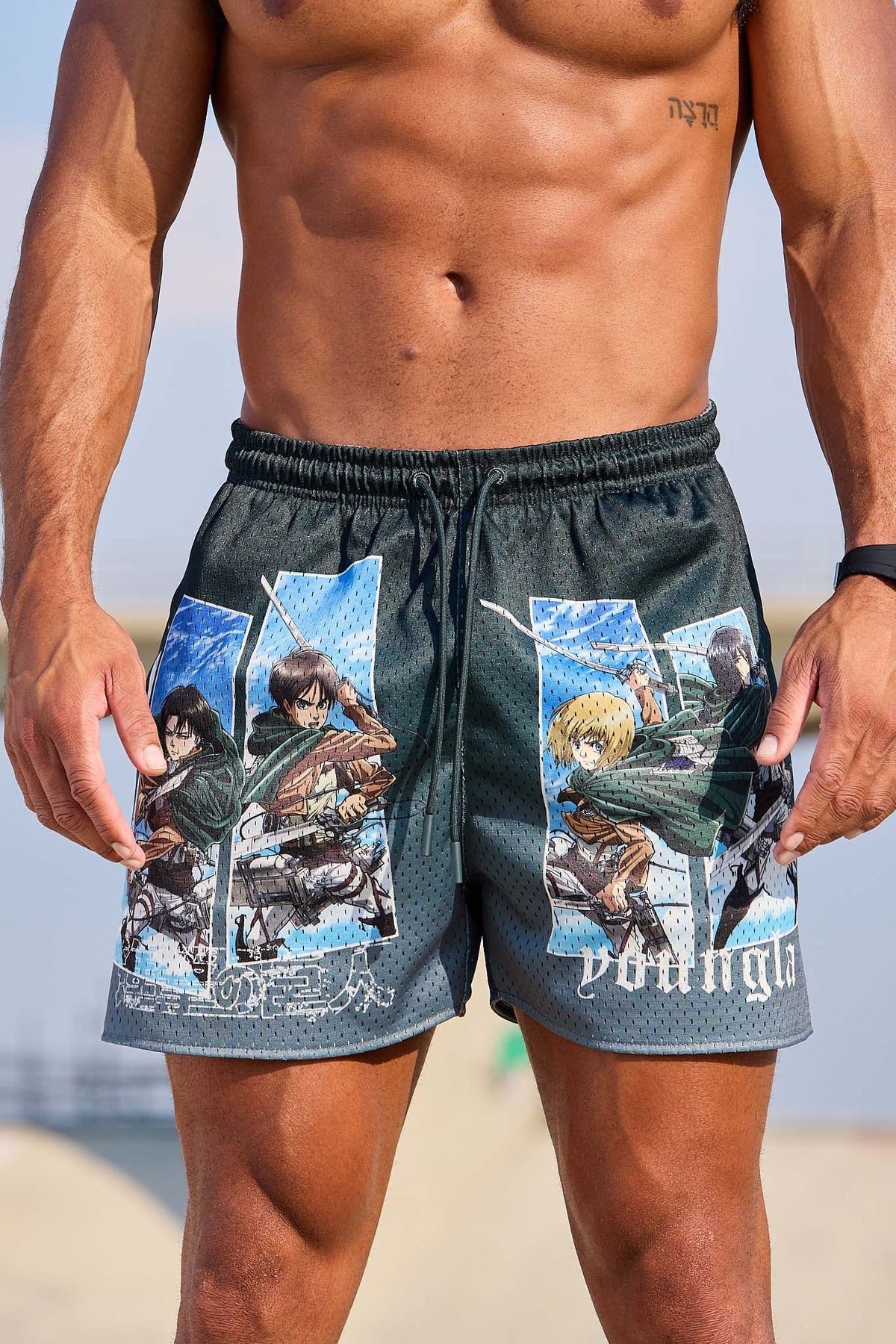 YOUNGLA 1126 - AOT© X YLA MESH SHORTS