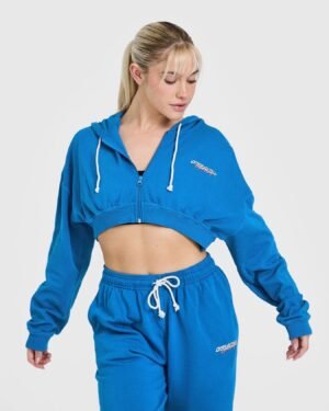 ONER ACTIVE RAW LOUNGE CROP ZIP THROUGH HOODIE WITH GRAPHIC